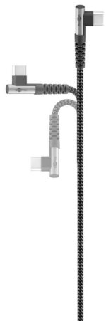 Goobay Καλώδιο Φόρτισης USB-C σε USB-C Γωνία 90° 60W 2m Υφασμάτινο με Μεταλλικά Βύσματα Γκρι 64660 - Image 2