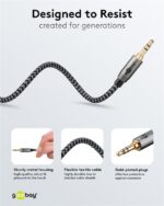 Καλώδιο 3.5mm Stereo Αρσενικό σε Αρσενικό 1m με Υφασμάτινη Επένδυση & Βύσματα Αλουμινίου Γκρι Goobay Plus 65273 - Image 3