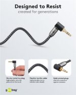 Καλώδιο 3.5mm Stereo Αρσενικό σε Αρσενικό Γωνία 90° 1m με Υφασμάτινη Επένδυση & Βύσματα Αλουμινίου Γκρι Goobay Plus 65278 - Image 3