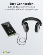 Καλώδιο 3.5mm Stereo Αρσενικό σε Αρσενικό Γωνία 90° 1m με Υφασμάτινη Επένδυση & Βύσματα Αλουμινίου Γκρι Goobay Plus 65278 - Image 5