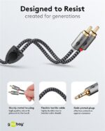 Καλώδιο 3.5mm Stereo Αρσενικό σε 2x RCA Αρσενικά 3m με Υφασμάτινη Επένδυση & Βύσματα Αλουμινίου Γκρι Goobay Plus 65289 - Image 3