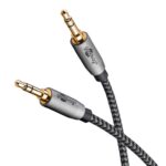 Καλώδιο 3.5mm Stereo Αρσενικό σε Αρσενικό 5m με Υφασμάτινη Επένδυση & Βύσματα Αλουμινίου Γκρι Goobay Plus 65276