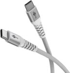 Goobay Καλώδιο Ταχείας Φόρτισης USB-C σε USB-C 60W 1m Υφασμάτινο με Μεταλλικά Βύσματα Λευκό 70193