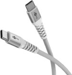 Goobay Καλώδιο Ταχείας Φόρτισης USB-C σε USB-C 60W 1m Υφασμάτινο με Μεταλλικά Βύσματα Λευκό 70193