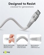 Goobay Καλώδιο Ταχείας Φόρτισης USB-C σε USB-C 60W 3m Υφασμάτινο με Μεταλλικά Βύσματα Λευκό 70195 - Image 4