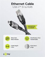 Goobay Καλώδιο USB-C 3.1 σε RJ45 Ethernet 1000Mbps 2m Ασημί 70698 - Image 3