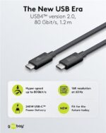 Goobay Καλώδιο USB4 v2.0 με Βύσματα USB-C 240W 80Gbit/s Power Delivery 1.2m Μαύρο 74376 - Image 2