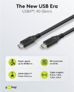 Goobay Καλώδιο USB4 v1.0 με Βύσματα USB-C 240W 40Gbit/s Power Delivery 1.5m Μαύρο 74184 - Image 2
