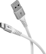 Goobay Καλώδιο Ταχείας Φόρτισης USB-C σε USB-A 60W 3m Υφασμάτινο με Μεταλλικά Βύσματα Λευκό 74532