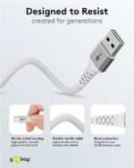 Goobay Καλώδιο Ταχείας Φόρτισης USB-C σε USB-A 60W 3m Υφασμάτινο με Μεταλλικά Βύσματα Λευκό 74532 - Image 4