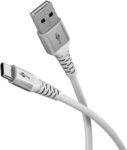 Goobay Καλώδιο Ταχείας Φόρτισης USB-C σε USB-A 60W 2m Υφασμάτινο με Μεταλλικά Βύσματα Λευκό 74531