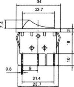Διακόπτης Rocker ON-ON 6P DPDT, 15A/250VAC, για Άνοιγμα 31x22.3mm RS2023C7BK - Image 3