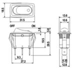 Διακόπτης Rocker OFF-ON 2 Pin SPST, 16A/250VAC, για Άνοιγμα 29.4x13.8mm SCI R13-238A8-01 - Image 4