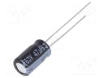 Πυκνωτής Ηλεκτρολυτικός 47μF 63VDC 105°C Low ESR: 210mΩ Φ6.3x11.2mm Panasonic EEUFR1J470