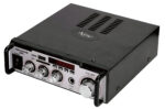 MegaSound 004A Ραδιοενισχυτής Ήχου Stereo 2x25W 4-16Ω FM/USB/SD/MIC 230VAC/12VDC Μαύρος-Ασημί