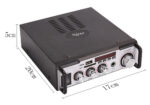 MegaSound 004A Ραδιοενισχυτής Ήχου Stereo 2x25W 4-16Ω FM/USB/SD/MIC 230VAC/12VDC Μαύρος-Ασημί - Image 4