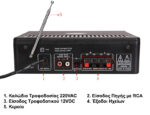 MegaSound 009 Ραδιοενισχυτής Ήχου Stereo 2x30W 4-16Ω FM/USB/SD/MICx2 230VAC/12VDC Μαύρος-Ασημί - Image 2