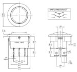 Διακόπτης Rocker ON-OFF-ON 6 Pin DP3T, 10A/250VAC, για Άνοιγμα Φ20mm Canal MR3-230-R6-BBNWC - Image 2
