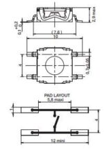 Microswitch TACT 4 Pin Push ON SPST-NO, 1.7N, 0.05A/32VDC, 7.6x7.6x5.2mm SMT C&K KSC421G70SHLFSPF - Image 2