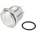Πιεζοδιακόπτης OFF-(ON) 4 Pin SPST, Φ16mm 2A/36VDC με LED 12V Λευκό  IP65 IK08 Onpow GQ16F-10E/J/W/12V/S