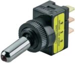 Διακόπτης Μοχλού Toggle OFF-ON 3 Pin SPST, 20A/12VDC, με Κόκκινο LED, Φ12.2mm SCI R13-61L2