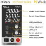 PCWork PCW07C Τροφοδοτικό Εργαστηρίου 1 Καναλιού Switching 0÷30VDC 0÷5A με Θύρα USB 17.4x15.5x7.9cm - Image 4