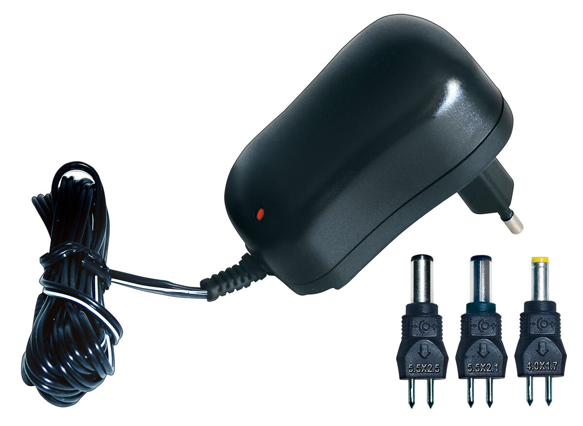 9103-o1.jpg Τροφοδοτικό Πρίζας Switching Ρυθμιζόμενο 3÷12VDC 1A με 3 Βύσματα Minwa MW-3K10GS - Image 1