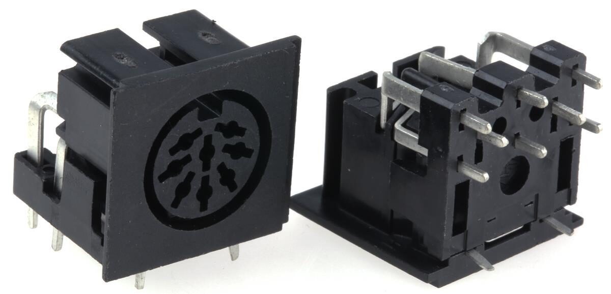 984121051-o1-1.jpg Βύσμα DIN 8 Pin Θηλυκό Γωνία 90° για PCB Πλαστικό Μαύρο Lumberg 0105 08-1 - Image 1