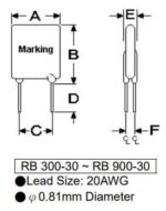 Thermistor PTC Πολυμερές 20÷80mΩ 3A -40÷85°C 11.4x17.3mm RB300-30 ECE - Image 2