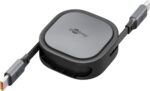 Goobay Αυτοανασυρόμενο Καλώδιο Φόρτισης USB-C σε USB-C 15W 1m με Μεταλλικά Βύσματα Μαύρο 77424
