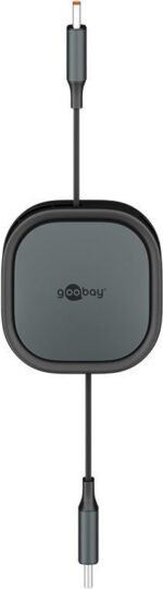 Goobay Αυτοανασυρόμενο Καλώδιο Φόρτισης USB-C σε USB-C 15W 1m με Μεταλλικά Βύσματα Μαύρο 77424 - Image 2