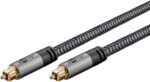 Καλώδιο Οπτικής Ίνας Toslink 1m Φ6.5mm με Υφασμάτινη Επένδυση & Βύσματα Αλουμινίου Γκρι Goobay Plus Goobay 65304