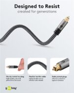 Καλώδιο Οπτικής Ίνας Toslink 1m Φ6.5mm με Υφασμάτινη Επένδυση & Βύσματα Αλουμινίου Γκρι Goobay Plus Goobay 65304 - Image 3