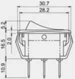 Διακόπτης Rocker OFF-ON 3 Pin SPST, Φωτιζόμενος 12VDC/25A LED Κόκκινο, για Άνοιγμα 29x11.6mm SCI R13-242L-01-BBR - Image 3