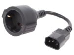 Adaptor Καλώδιο Τροφοδοσίας 220VAC Σούκο Θηλυκό σε Βύσμα Tύπου C14 15cm 3x0.75mm² 10A Μαύρο Gembird PC-SFC14M-01