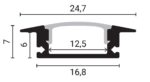 Προφίλ Αλουμινίου Χωνευτό για Ταινίες LED 200x2.47x0.7cm Ασημί Optonica 5192 - Image 2