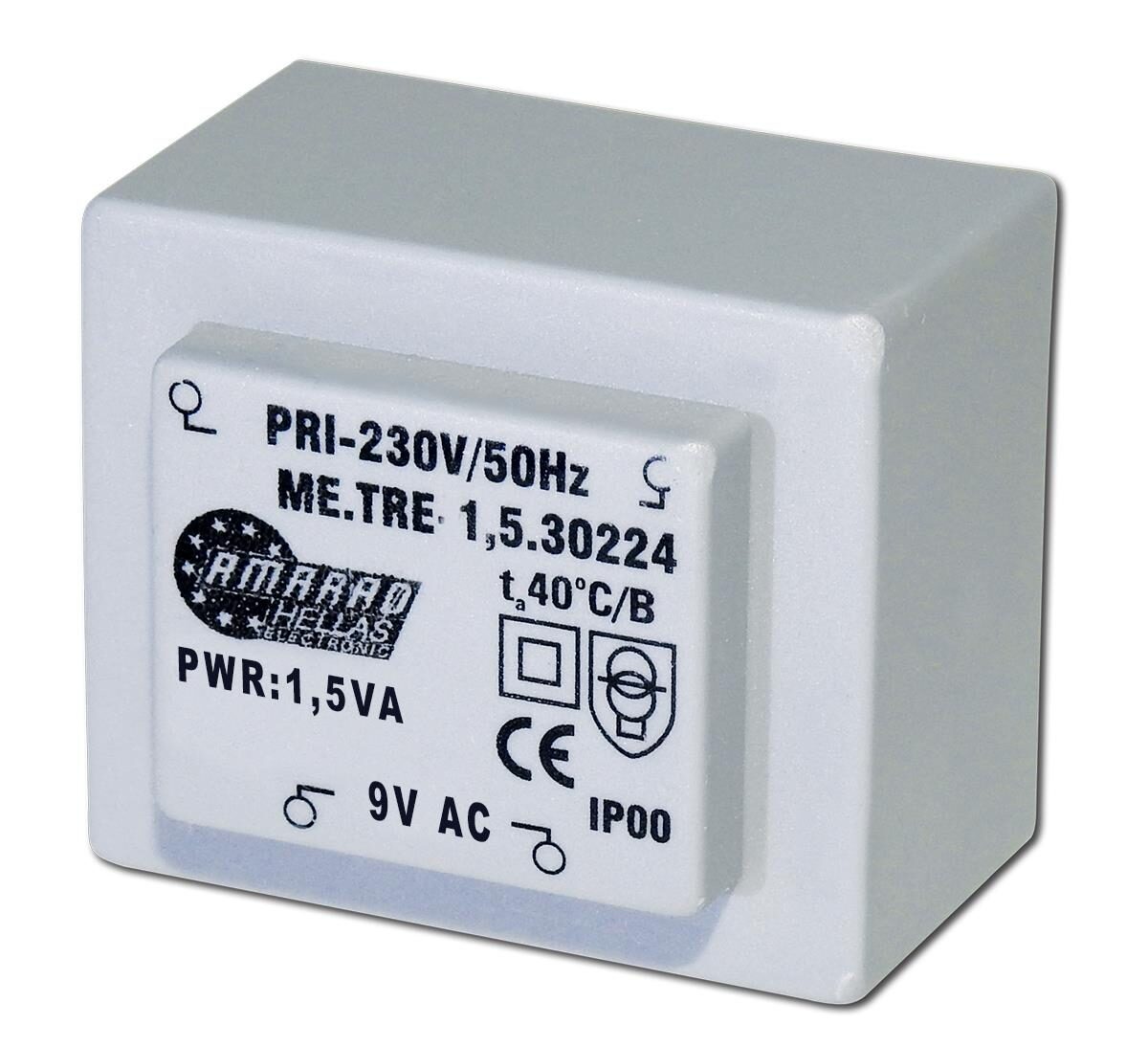 246831-o1-1.jpg Μετασχηματιστής PCB Κλειστού Τύπου Π: 230VAC Δ: 9VAC 1.5VA Amarad TRM-090-15 - Image 1