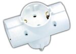 Adaptor Πρίζας από Σούκο Αρσενικό σε 3x Σούκο Θηλυκά Σταυρός Λευκός CF-ZDB-01/03