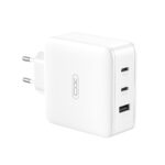 XO Ταχυφορτιστής Πρίζας με 2x USB-C Power Delivery 100W Max. & 1x USB-A Quick Charge 3.0 18W Τεχνολογίας GaN Λευκός CE14