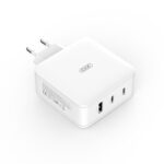 XO Ταχυφορτιστής Πρίζας με 2x USB-C Power Delivery 100W Max. & 1x USB-A Quick Charge 3.0 18W Τεχνολογίας GaN Λευκός CE14 - Image 2