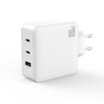 XO Ταχυφορτιστής Πρίζας με 2x USB-C Power Delivery 100W Max. & 1x USB-A Quick Charge 3.0 18W Τεχνολογίας GaN Λευκός CE14 - Image 4