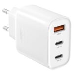 XO Ταχυφορτιστής Πρίζας με 2x USB-C Power Delivery 45W Max. & 1x USB-A Quick Charge 3.0 18W Λευκός L117