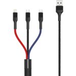 Καλώδιο Φόρτισης & Data Lightning/USB-C/Micro USB 15W 1.2m Υφασμάτινο Μαύρο XO NB54