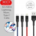 Καλώδιο Φόρτισης & Data Lightning/USB-C/Micro USB 15W 1.2m Υφασμάτινο Μαύρο XO NB54 - Image 3