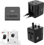 XO WL01 Universal Adaptor Ταξιδιού UK/EU/AU/US 1500W με 2x USB 2.1A Max. 60x45x55mm Μαύρος