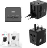 XO WL01 Universal Adaptor Ταξιδιού UK/EU/AU/US 1500W με 2x USB 2.1A Max. 60x45x55mm Μαύρος