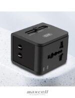 XO WL01 Universal Adaptor Ταξιδιού UK/EU/AU/US 1500W με 2x USB 2.1A Max. 60x45x55mm Μαύρος - Image 3