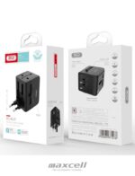 XO WL01 Universal Adaptor Ταξιδιού UK/EU/AU/US 1500W με 2x USB 2.1A Max. 60x45x55mm Μαύρος - Image 4