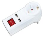 Adaptor Πρίζας Σούκο με 2x USB-A Φόρτισης & Διακόπτη SP-01S-USB