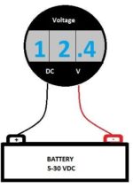 Ψηφιακό Βολτόμετρο Πίνακα 3 Ψηφίων 5÷30VDC Φ25mm Μαύρο - Image 2